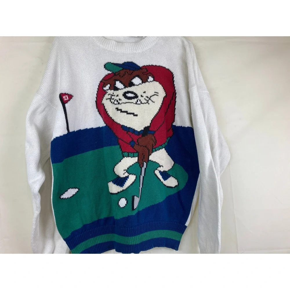 Vintage 90s Acme Clothing Mens M Golfing Taz Sweater Looney Tunes Streetwear‎